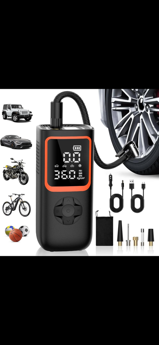 Smart Portable Tyre Inflator – Digital Cordless Air Compressor for Cars, Bikes & Motorcycles