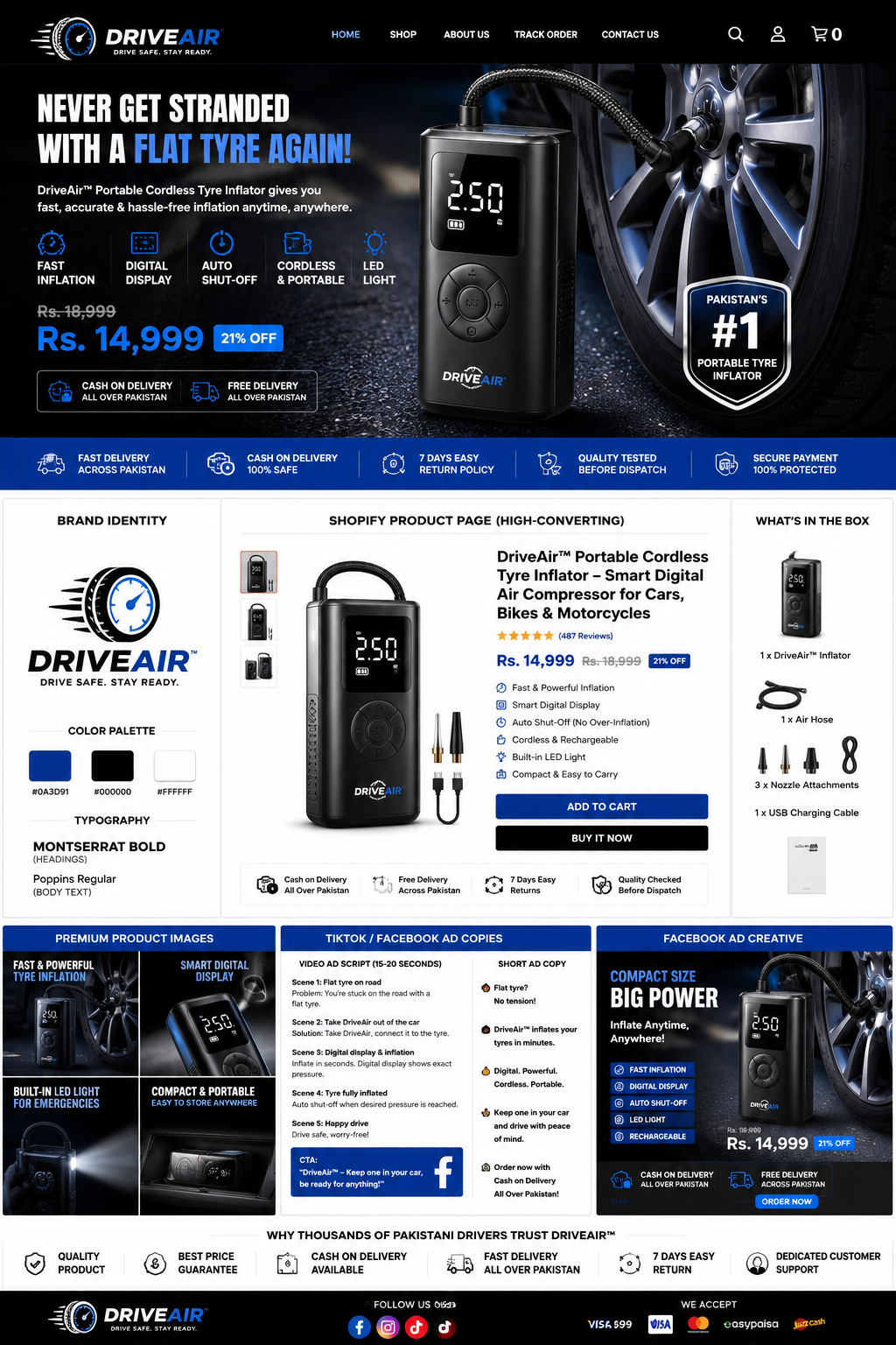 Smart Portable Tyre Inflator – Digital Cordless Air Compressor for Cars, Bikes & Motorcycles